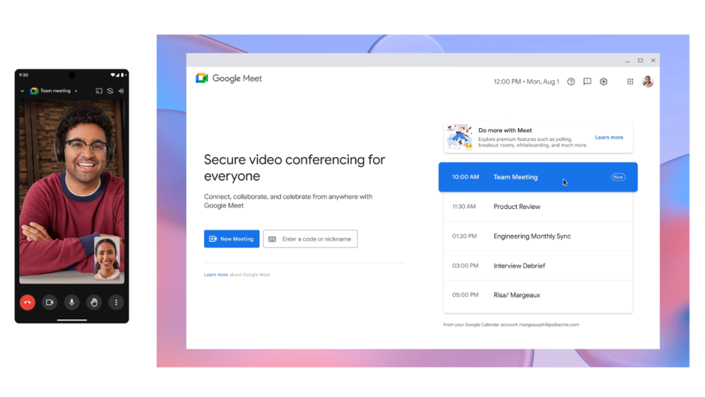 Seamlessly transfer between devices during a Google Meet call